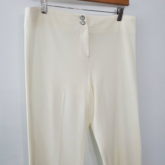 Exclusively Misook Womens Ivory Straight Leg Trousers Size 8 Career Old Money - Picture 2 of 9